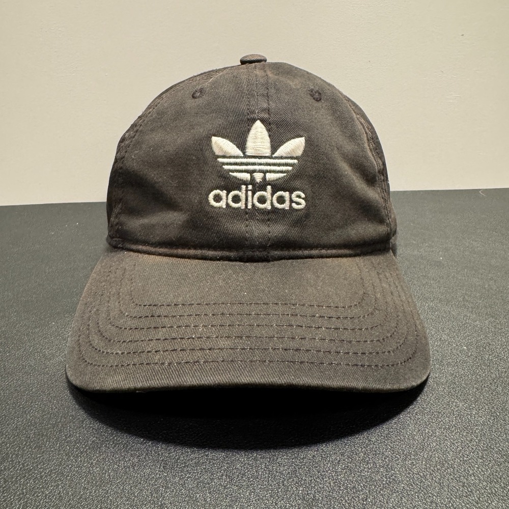 Adidas Hat Cap Black Adult Strap Back Trefoil Patch Logo Outdoor Gym Cotton Dad
